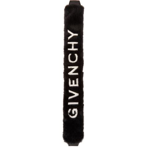 givenchy black faux-fur bag strap sock|Givenchy Black Logo Embroidered Faux Fur Bag Strap .